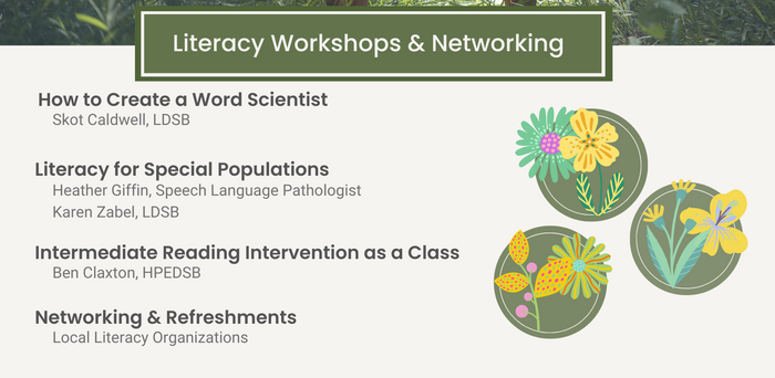 Literacy Workshops graphic with agenda.