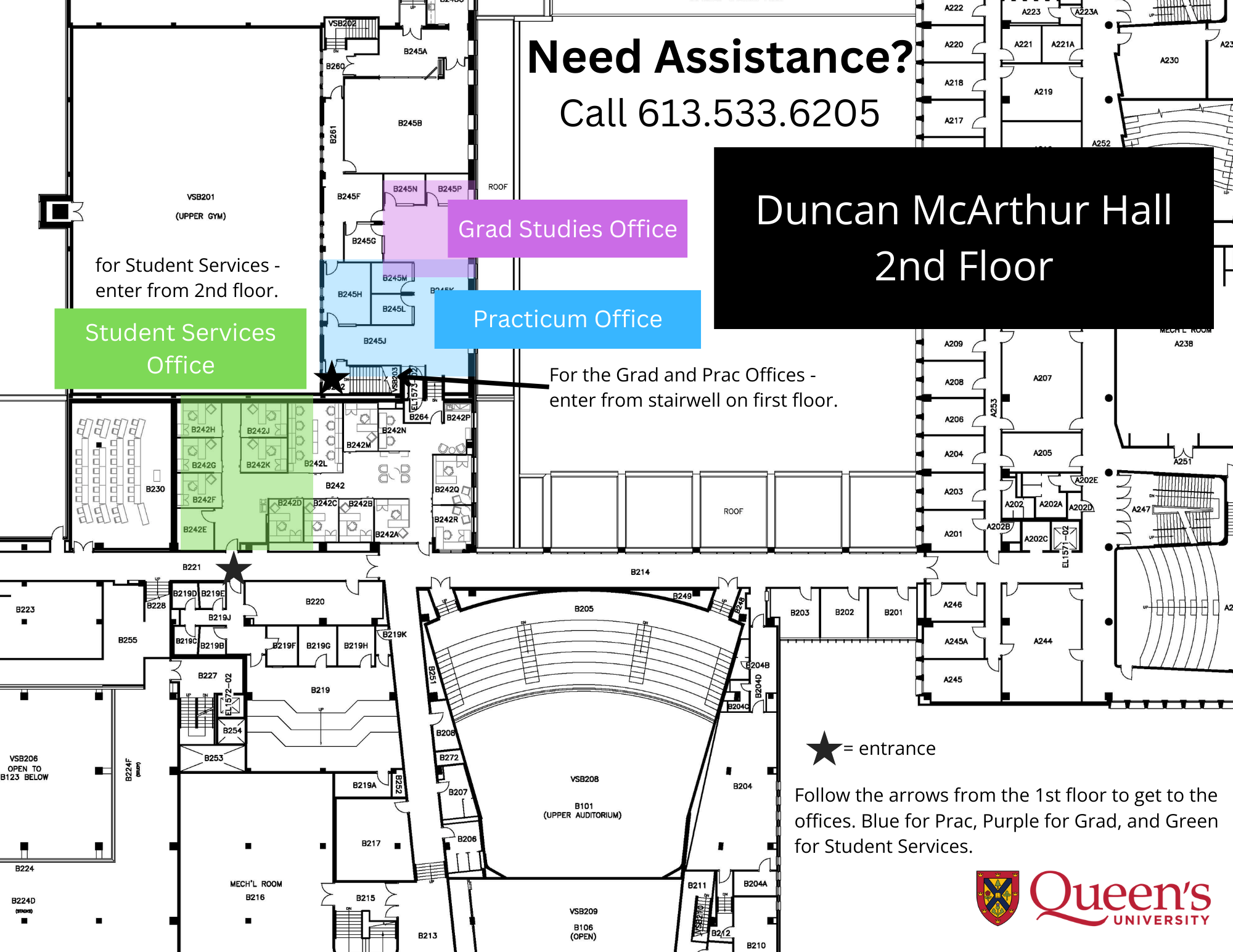 Map of where offices are located at Duncan McArthur Hall 