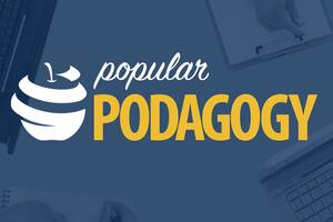 Logo of Popular Podagogy with an apple and the Queen's University FAculty of Education text