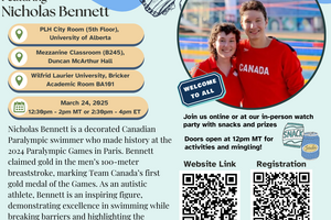 Event poster featuring a Paralympic Swimmer and his sister