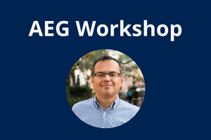 Graphic reads AEG Workshop and shows a headshot of Nenad Radakovic.