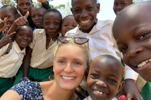 Megan Tucker and Ugandan children