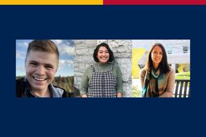 Headshots of Jacob DesRochers, Jane Mao, and Clarrisa DeLeon from left to right.
