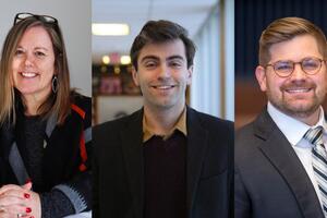 Headshots of Danielle Lapointe-McEwan, Nathan Rickey, and Chris DeLuca side-by-side.