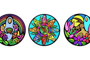 Three colourful illustrations by Portia Chapman