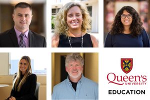 % headshots next to a Queen's Faculty of Educaiton Logo 