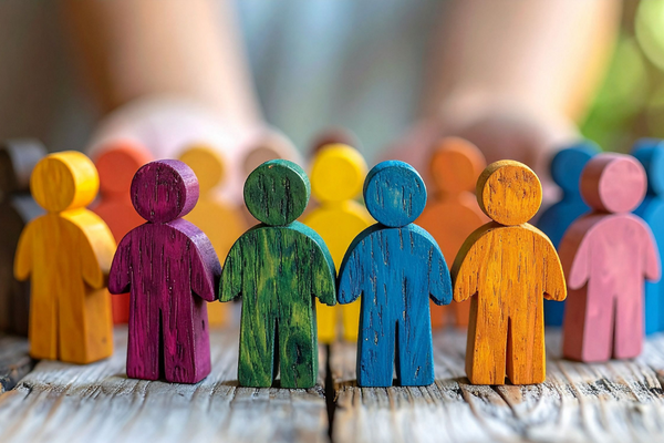 wooden figurines depicting people
