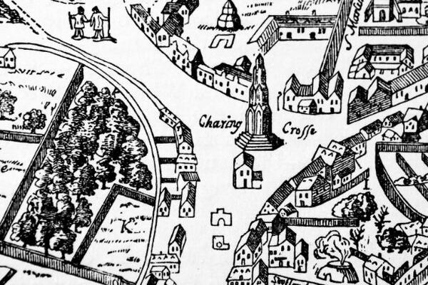 an old map of a town