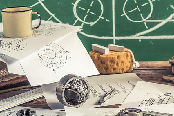 a desk of a physics teacher