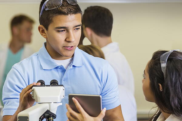 a group of students in a science lab