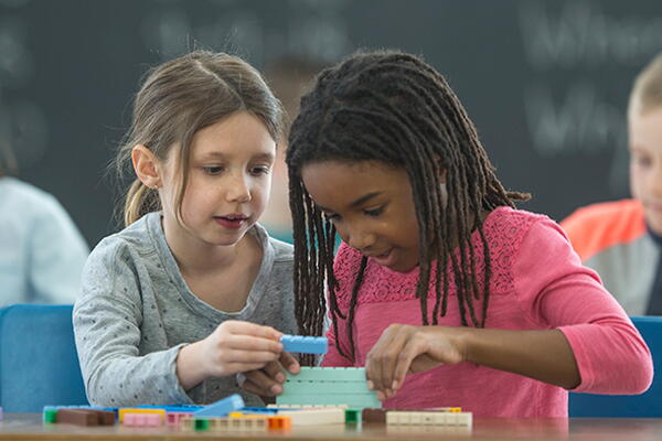 students working together in math class