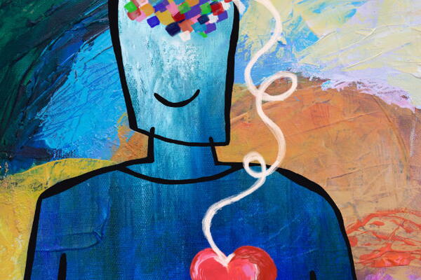 a painting of a person coloured blue
