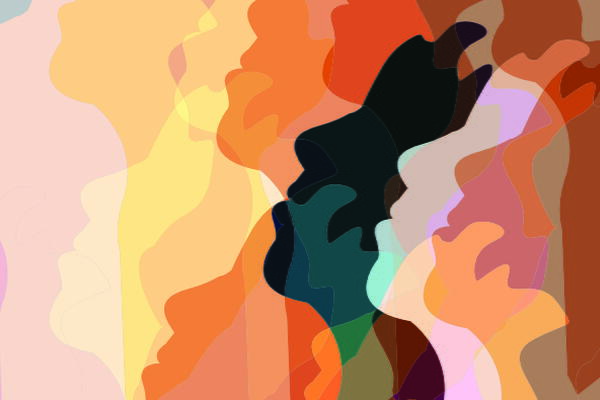 an art piece depicting people from different backgrounds