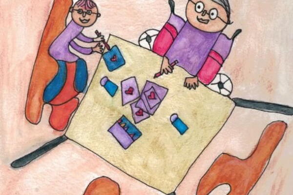 ADD*Ed Research in Inclusive Education Magazine cover which features two people drawn around a table working on artwork. 