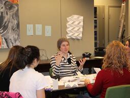 Teacher candidates making pop-up cards.