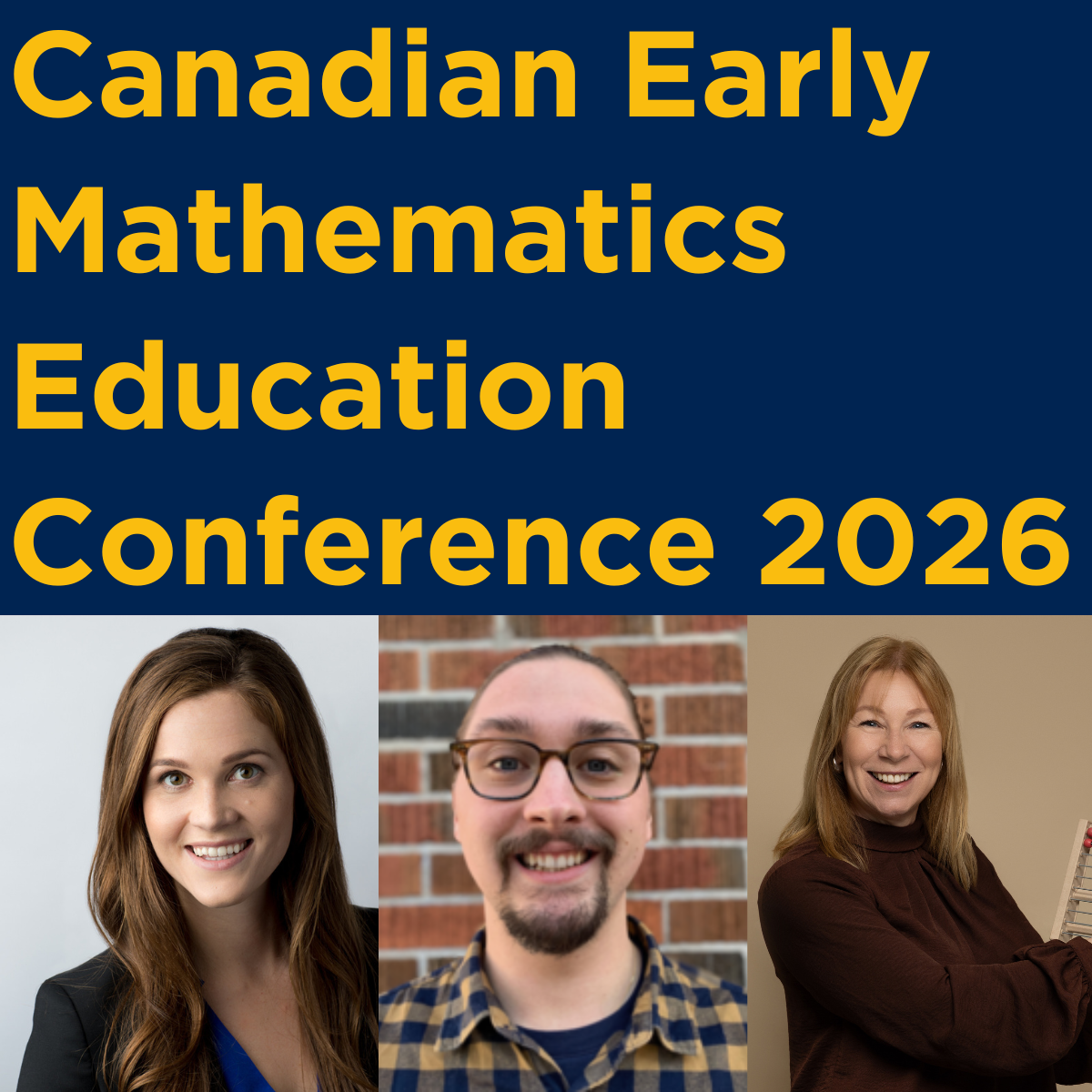 Poster for the conference that says the title and has three headshots