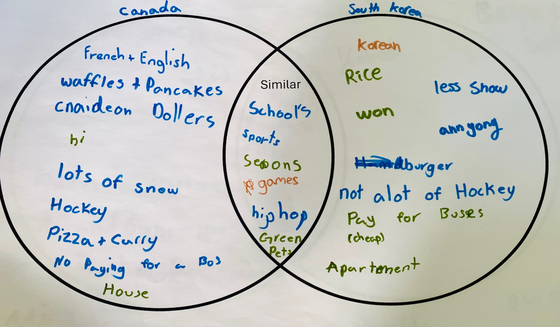 Student-made venn diagram