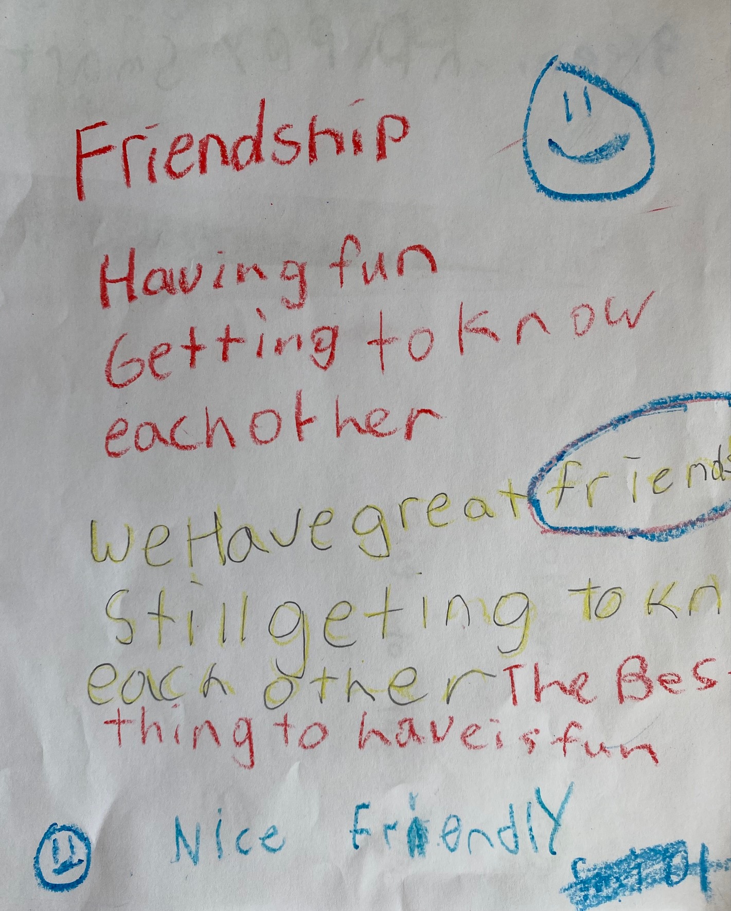 Students listing takeaways from pen pal project