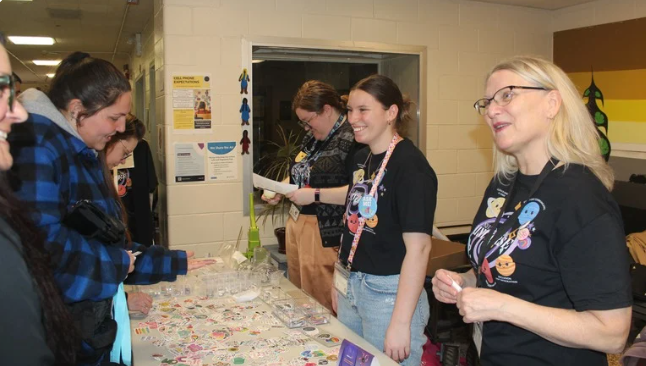 Patty, Claire, and Jennifer Greeting Neurovibes participants