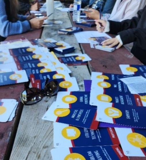 Internship Students using skill cards to set their personal and professional goals. 