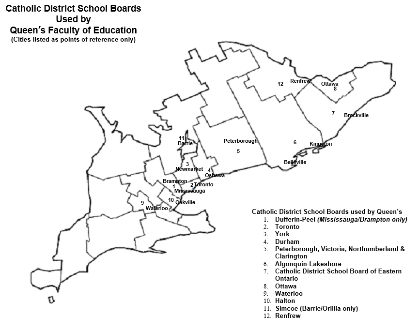 Map showing Catholic School board partners
