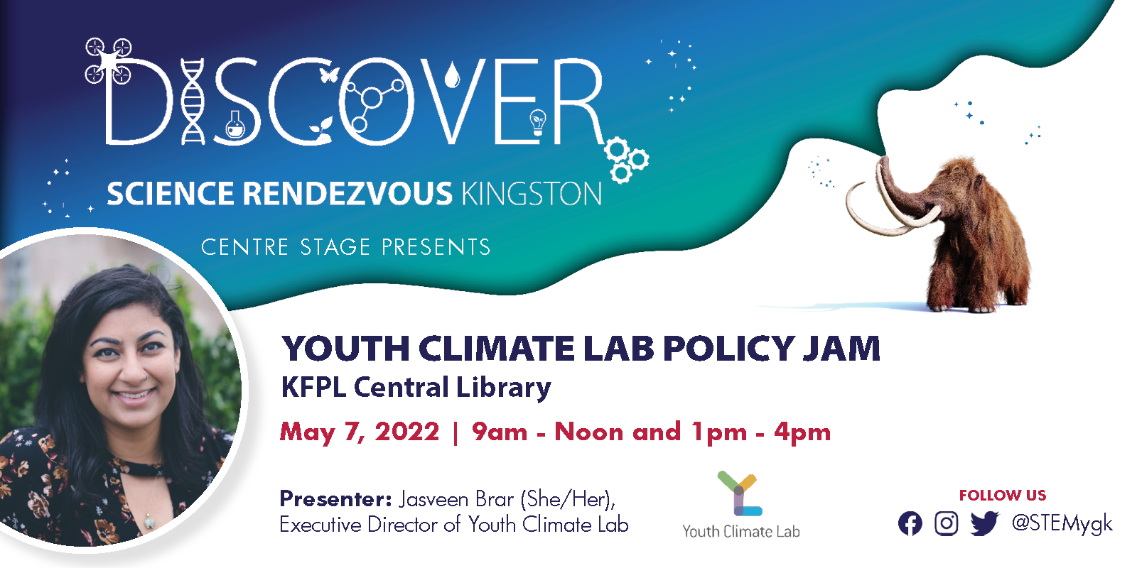 Youth Climate Lab Policy Jam KFPL Central Library May 7 9 am to noon and 1 pm to 4 pm with Jasveen Brar 
