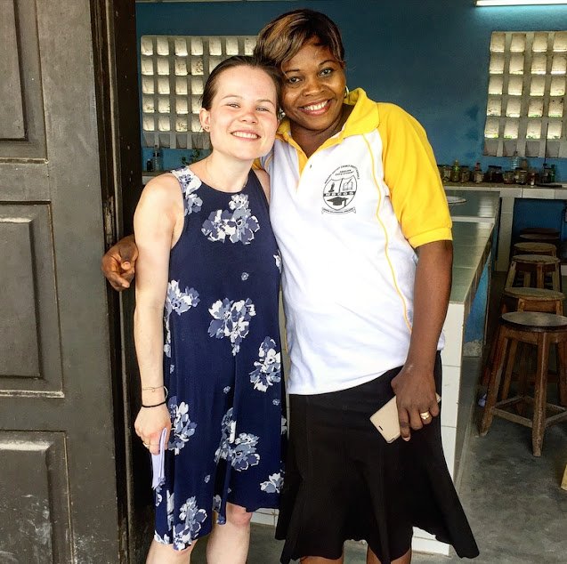Samantha Boynton posing with West Africa educator 