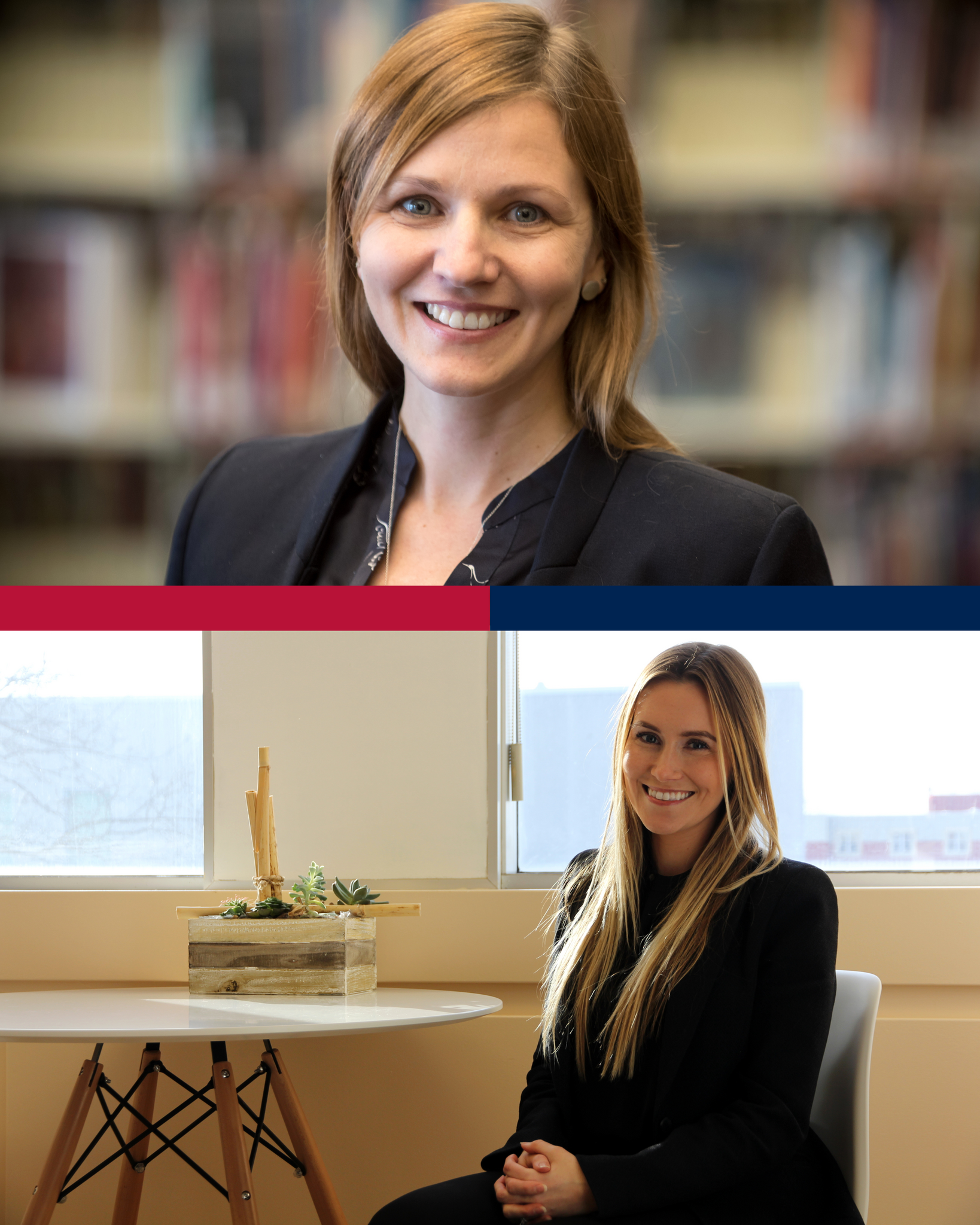 Two women with headshots 